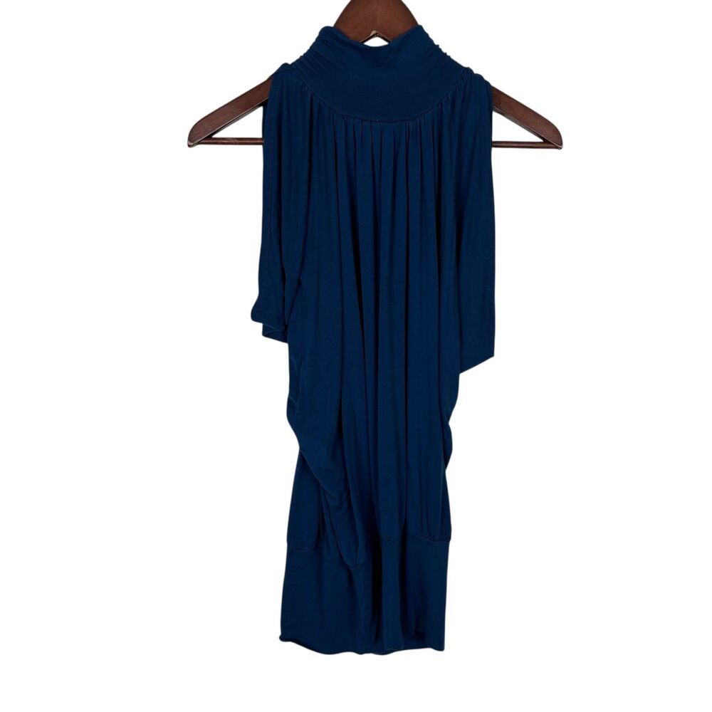 Kenar Blue Bat Wing Turtleneck Blouse Top Women's Small Open Shoulder